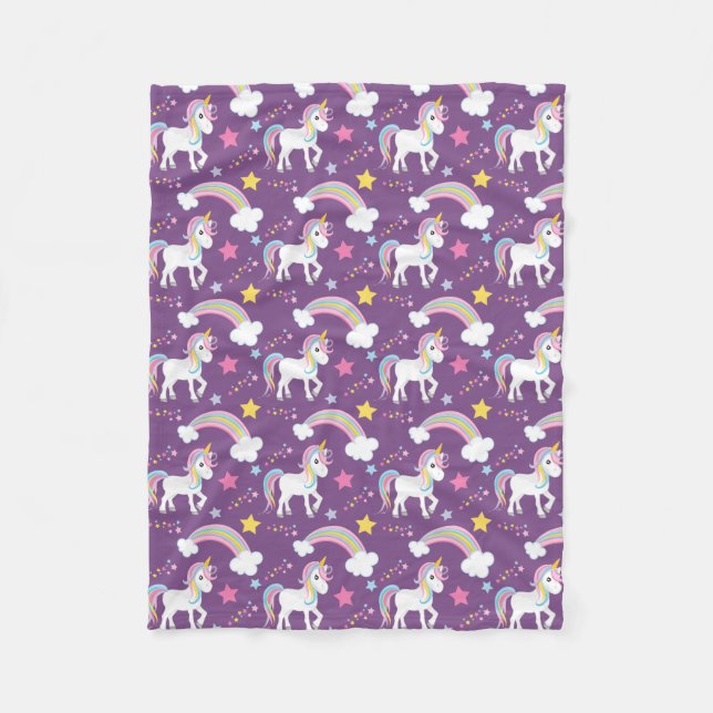 Lila magische Regenbogenunicorn-Fleece-Decke Fleecedecke (Vorderseite)