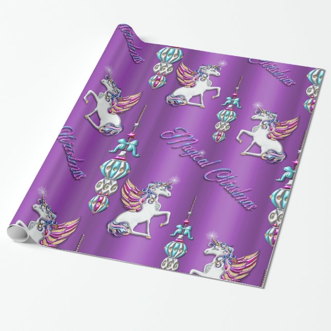 Lila Magische Weihnachtsklingeln Geschenkpapier (Ungerollt)