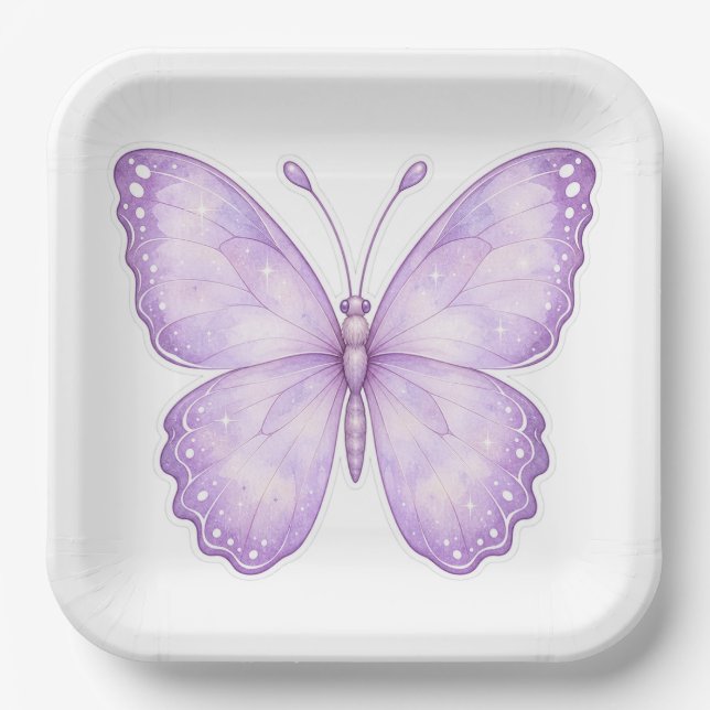 Lila-magischer-Schmetterling-Design-Papierteller  Pappteller (Vorderseite)