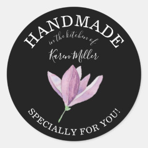 Lila Magnolia-HANDMADE für Ihr Konservieren Runder Aufkleber