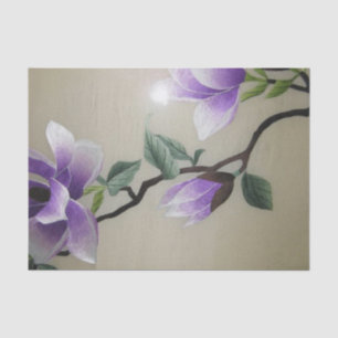 Lila Magnolien-Blume der Zen-Stickerei Seidenpapier