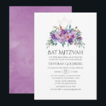 Lila Magnolien und Rose Bat Mitzvah Einladung<br><div class="desc">Lila Blumen in einer handgemalten Fledermausmitzvah Einladung,  die schnell und einfach für Ihren besonderen Tag angepasst werden.</div>