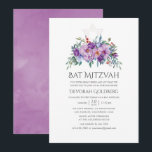 Lila Magnolien und Rose Bat Mitzvah Einladung<br><div class="desc">Lila Blumen in einer handgemalten Fledermausmitzvah Einladung,  die schnell und einfach für Ihren besonderen Tag angepasst werden.</div>