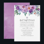 Lila Magnolien und Rose Bat Mitzvah Einladung<br><div class="desc">Lila Blumen in einer handgemalten Fledermausmitzvah Einladung,  die schnell und einfach für Ihren besonderen Tag angepasst werden.</div>