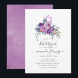 Lila Magnolien und Rose Wasserfarben Bat Mitzvah Einladung<br><div class="desc">Lila florale Fledermaus mitzvah Einladung mit eleganter Handschrift Typografie,  die auf Ihre Veranstaltungsspezifikationen zugeschnitten ist.</div>