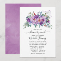 Lila Magnolien und Rosen Baby Shower per Post