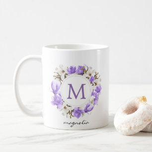 Lila Magnolische Kraut-Monogramm Kaffeetasse