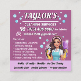 Lila Maid Business Card Quadratische Visitenkarte
