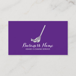 Lila Maid House Clearing Service Mop Logo Visitenkarte