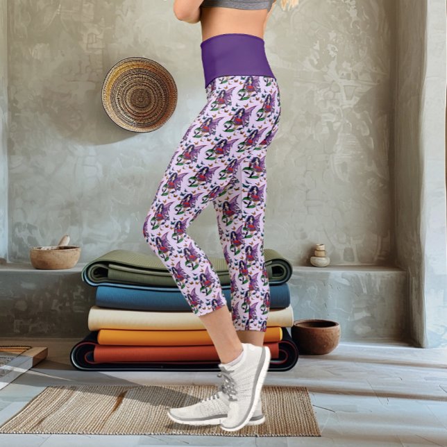Lila Mairy Mushroom Butterflies Capri Leggings (Von Creator hochgeladen)