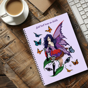 Lila Mairy Mushroom Butterflies Notizbuch