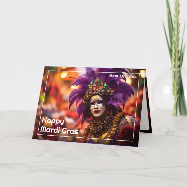 💚 💜 💛 Lila Majestät: Mardi Gras Elegance Karte (Vorderseite)