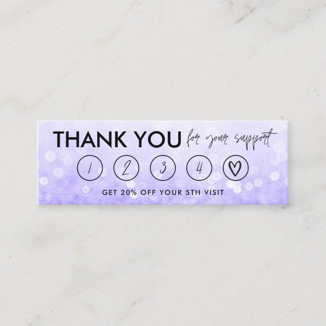 Lila Makeup Hair Dankeschön Loyalty Card Mini Visitenkarte (Vorderseite)