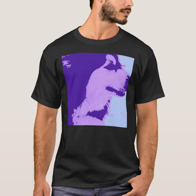 Lila Malamute Pop Art T-Shirt (Vorderseite)
