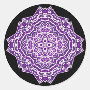 lila Mandala-Aufkleber Runder Aufkleber