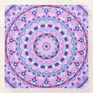 Lila Mandala Boho-Tischdekoration geometrisches Mu Glasuntersetzer