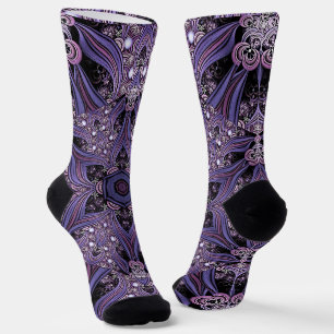 Lila Mandala Geometrisch Blumen psychedelisch Trip Socken