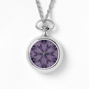 Lila Mandala Geometrisches Florales Psychedelische Armbanduhr