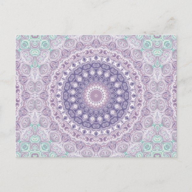 Lila Mandala in Lavender und Sea Green Postkarte (Vorderseite)