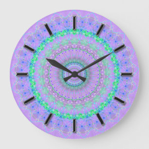 Lila Mandala Kaleidoskop-Wanduhr Große Wanduhr
