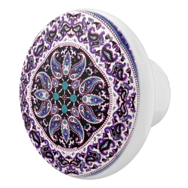 Lila Mandala Keramik Knob Keramikknauf (Rechts)
