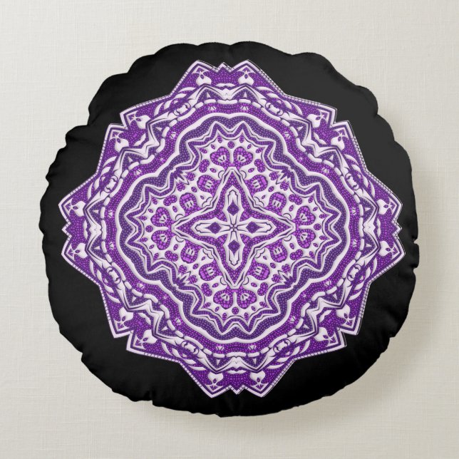lila Mandala-Kissen Rundes Kissen (Vorderseite)