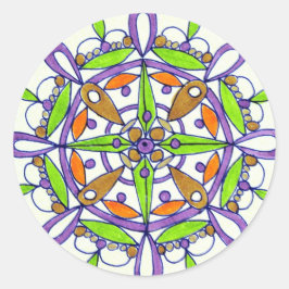 Lila Mandala Original Zeichnend Runder Aufkleber