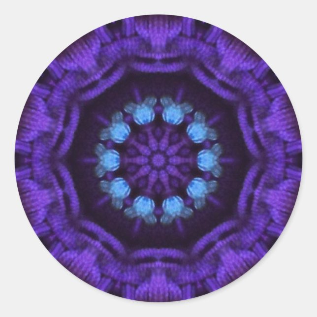 Lila Mandala Runder Aufkleber (Vorderseite)