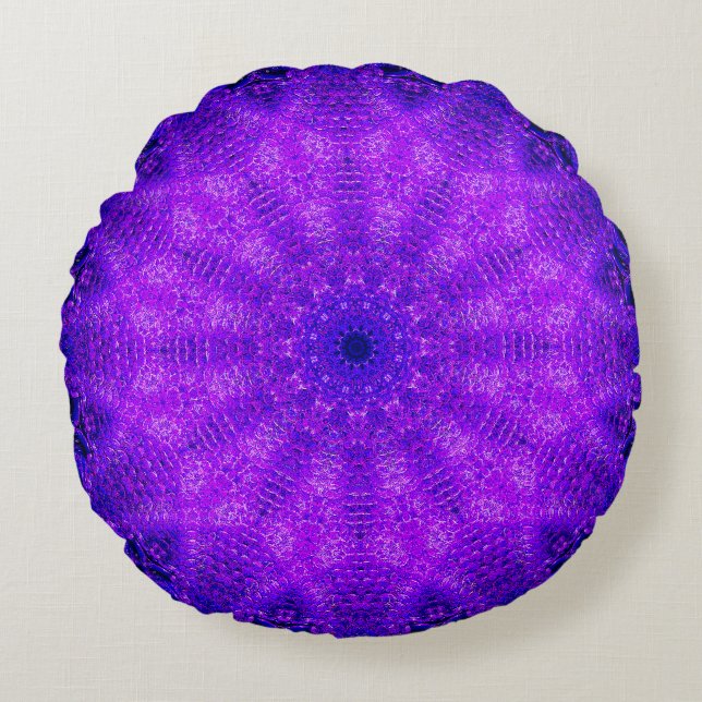 Lila Mandala Rundes Kissen (Vorderseite)