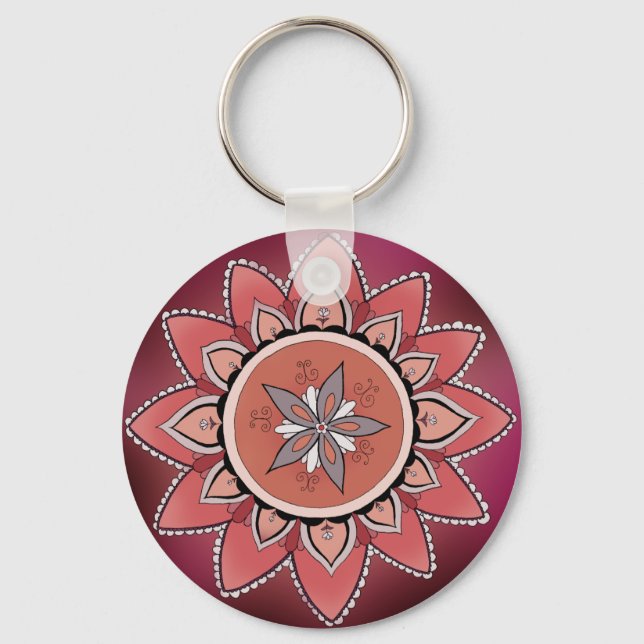 Lila Mandala Schlüsselanhänger (Vorderseite)