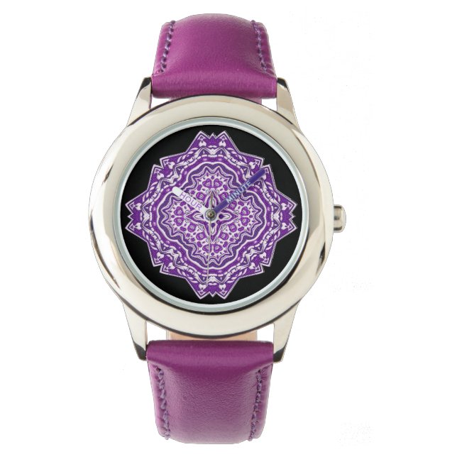 lila Mandala-Uhr Armbanduhr (Vorderseite)