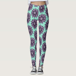 Lila Mandala Wie Blume Zeichnend Muster Leggings