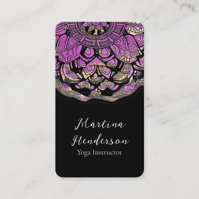 Lila Mandala Yoga Business Card Visitenkarte (Vorderseite)
