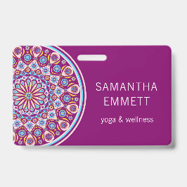 Lila Mandala Yoga Instructor Abzeichen Ausweis
