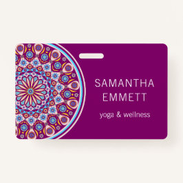 Lila Mandala Yoga Instructor Abzeichen Ausweis