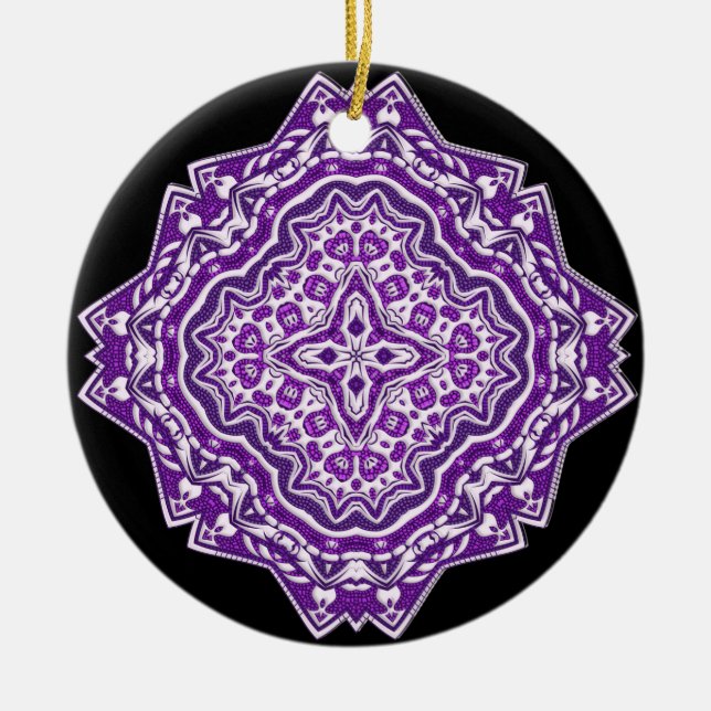 lila Mandalaverzierung Keramik Ornament (Vorne)