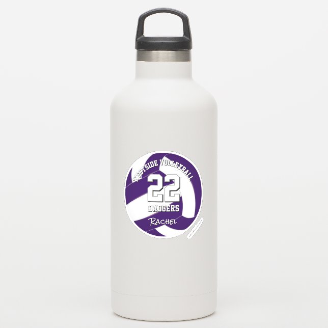 lila Mannschaftsfarbe Volleyballspieler Aufkleber (Wassserflasche)