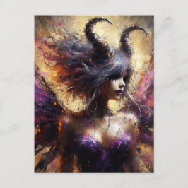 Lila Märchen mit Hörnern Dunkle Fantasie Kunst Postkarte