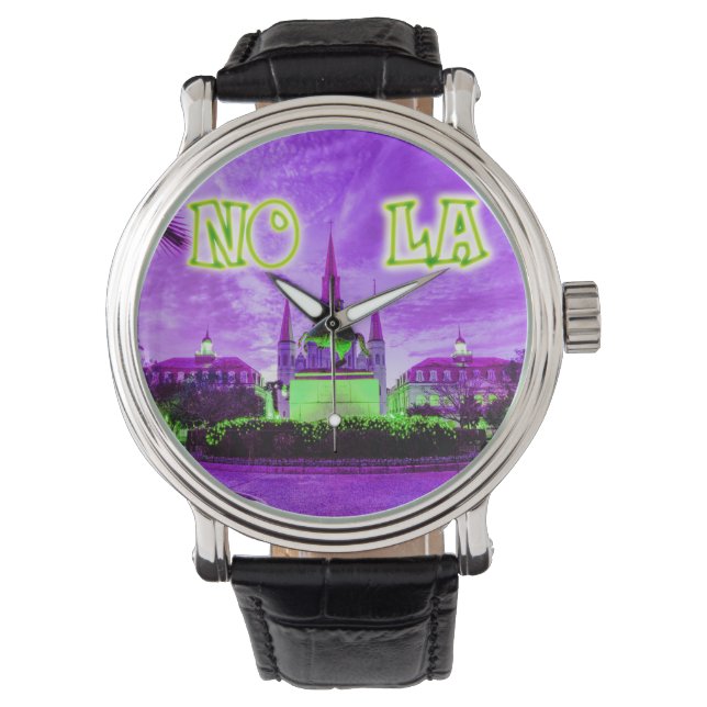 Lila Mardi Gras JS Armbanduhr (Vorderseite)