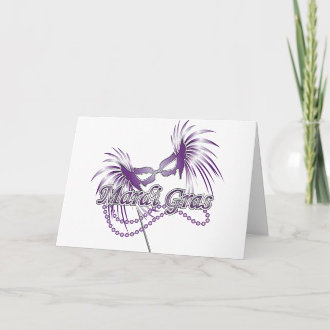 Lila Mardi Gras Mask Karte (Vorderseite)