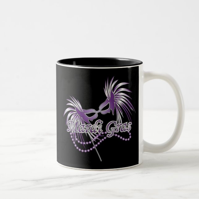 Lila Mardi Gras Mask Zweifarbige Tasse (Rechts)