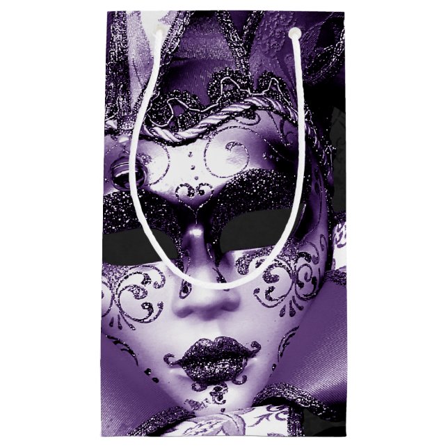 Lila Mardi Gras Masquerade Kleine Geschenktüte (Vorderseite)