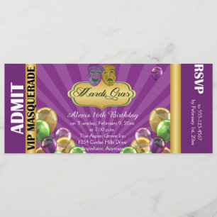 Lila Mardi Gras Party Einladung