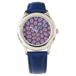 Lila Marguerite-Muster Armbanduhr