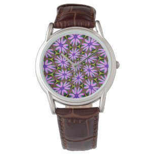 Lila Marguerite-Muster Armbanduhr