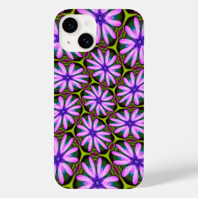 Lila Marguerite-Muster Case-Mate iPhone 14 Hülle (Rückseite)