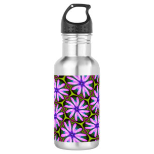 Lila Marguerite-Muster Edelstahlflasche
