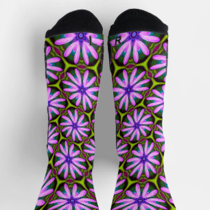 Lila Marguerite-Muster Socken
