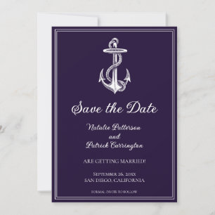 Lila maritimes Anker Save-the-Date-Einladung Einladung