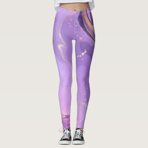 Lila Marmor Glitter Gold Weiblich Glanz Sommer Leggings